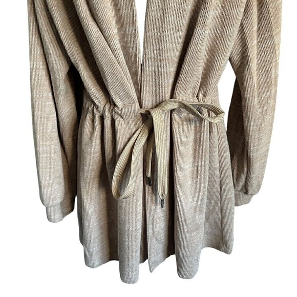 NWOT - 7 For All Mankind Tie Waist Open Cardigan in Tan & Toasted Oatmeal - Sz:S - Picture 4 of 10